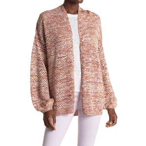 New All in Favor Small Open Cardigan Marled Cotton Acrylic Women Sweater Top NWT